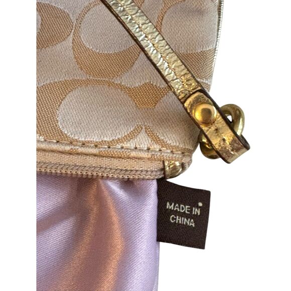 Coach Signature Canvas Wristlet - Khaki/Raspberry/Teal - Picture 7 of 10